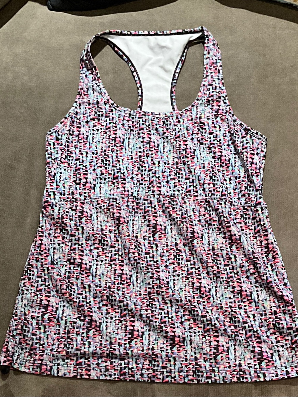 Fabletics Pink Multi-Color Racerback Tank Top